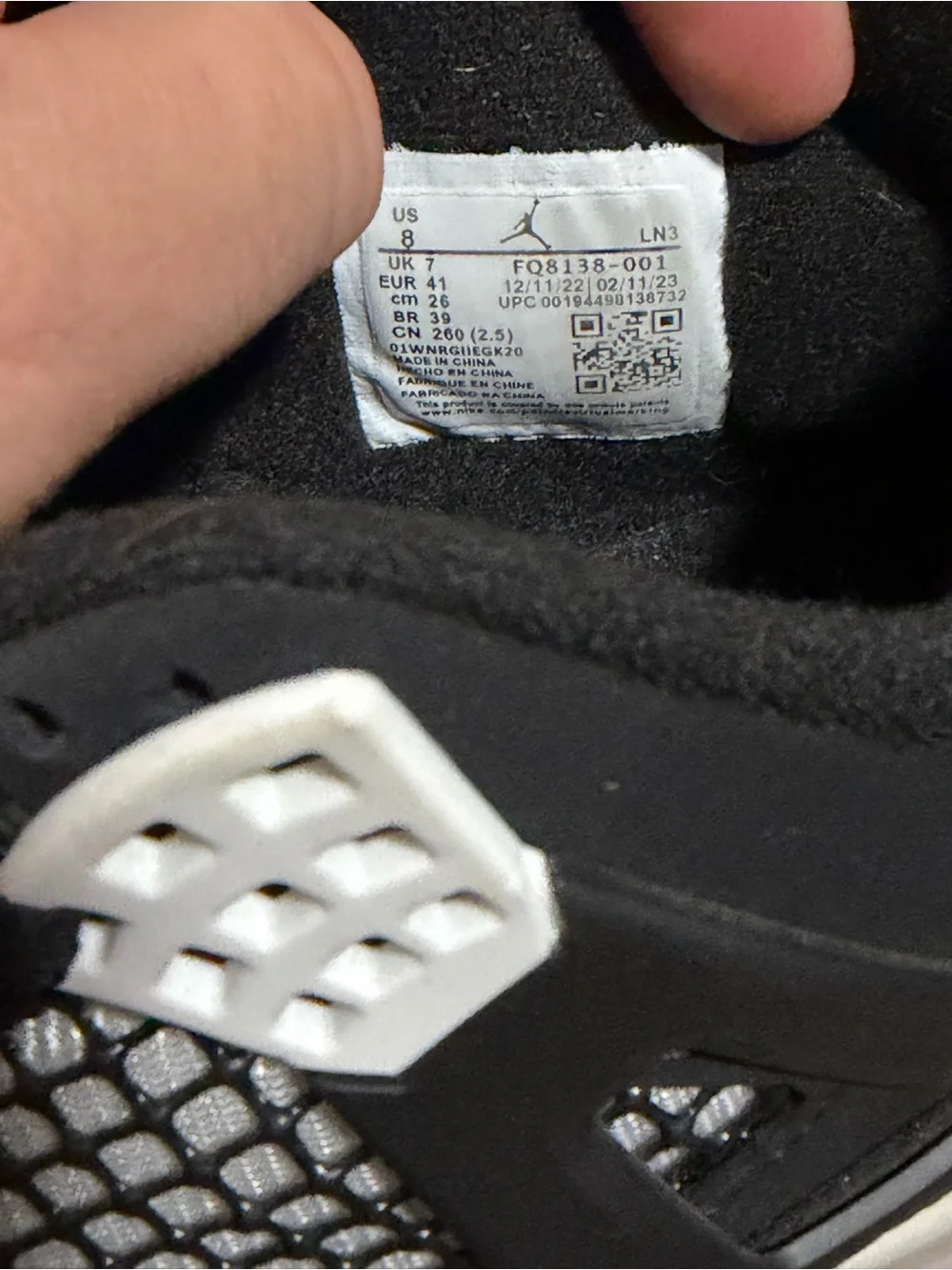 Nike Air Jordan 4 Black/White Men's Athletic Sneakers